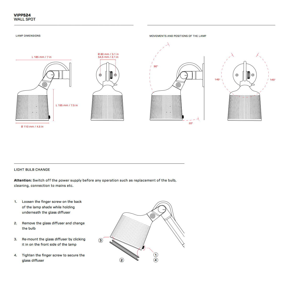 Vipp 524 Wall Spot Lamp 維普燈飾系列 壁燈