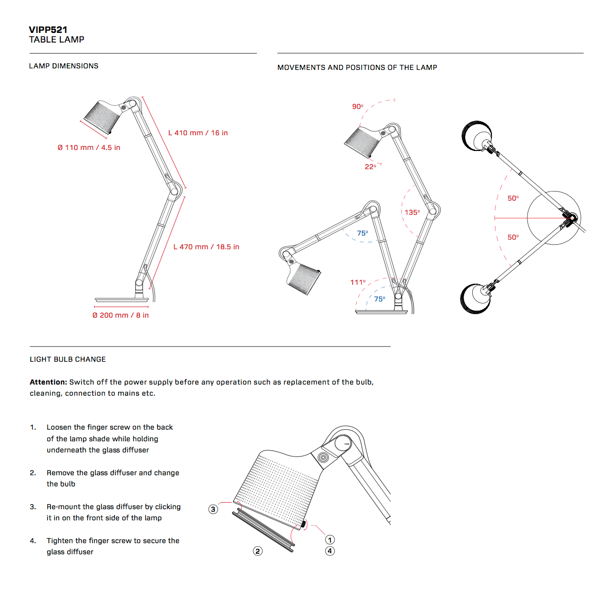 Vipp 521 Desk Lamp 維普燈飾系列 懸臂式 檯燈 / 桌燈